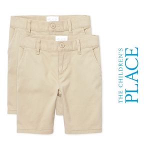 NEW The Children’s Place Girl's Uniform Khaki Chino Shorts 2 Pack Sandy Size 10